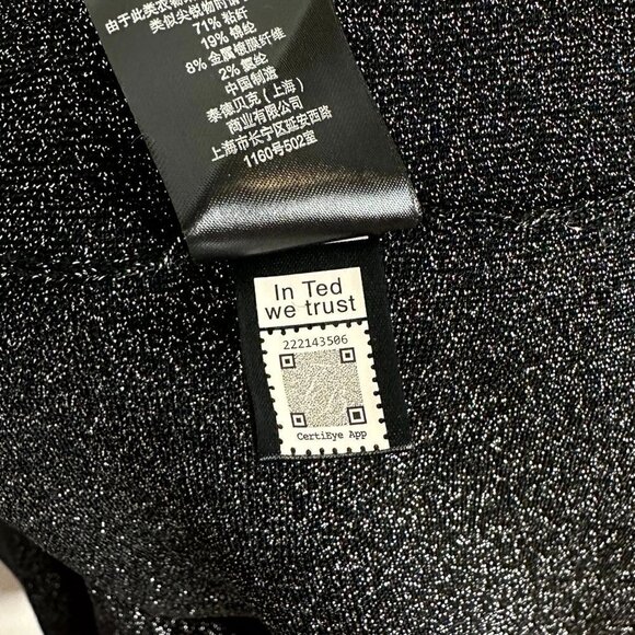 TED BAKER London Glitzia Square Neck Sleeveless Metallic Skater Dress in Black - Picture 7 of 13